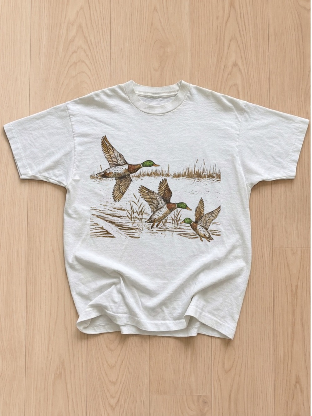 Gildan White Short Sleeve Tee with Flying Mallard Graphic